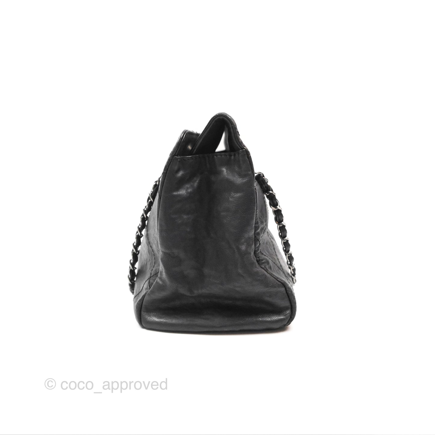 Chanel Large Hamptons Shopping Tote Black Washed Calfskin