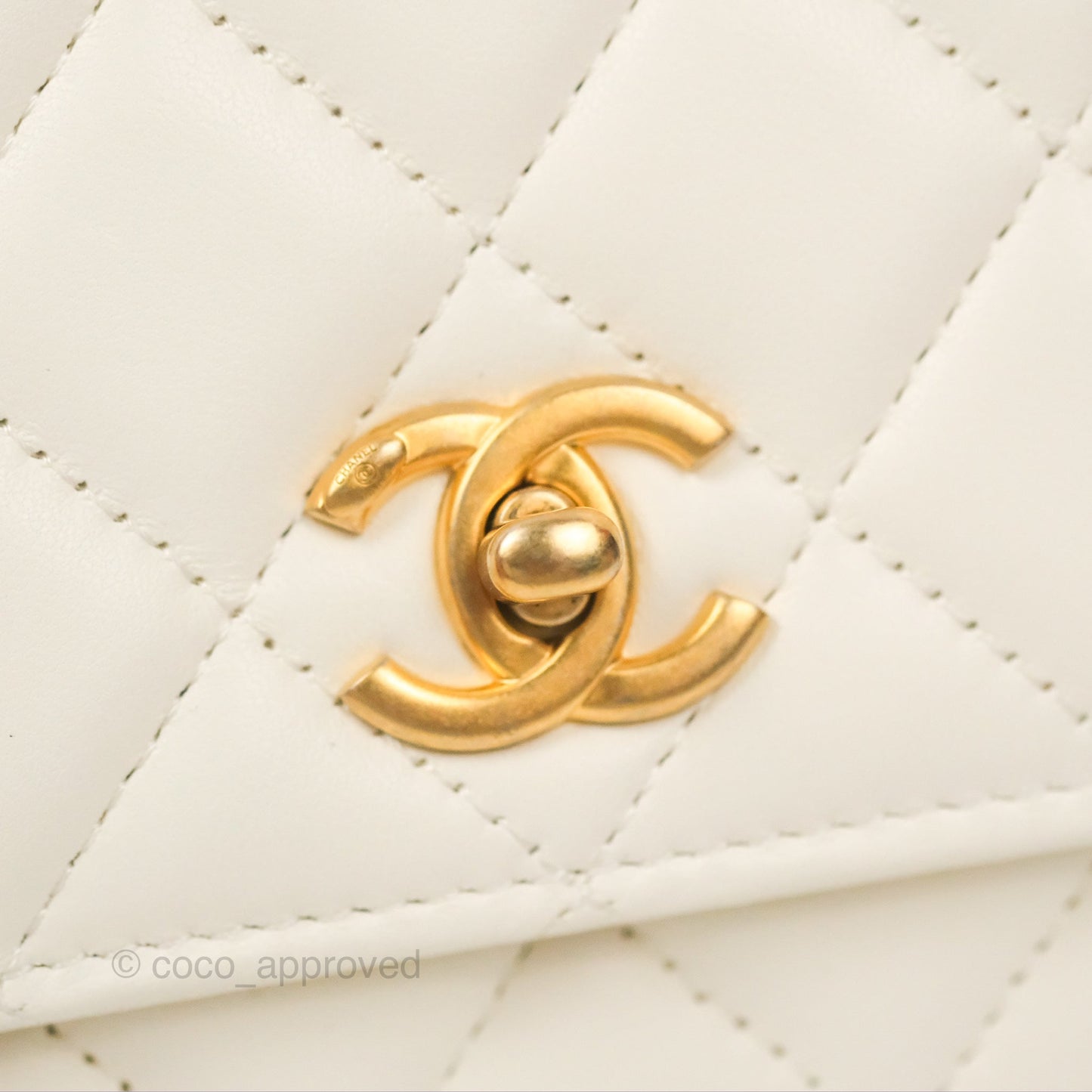 Chanel Quilted Pearl Crush Wallet on Chain WOC White Lambskin Aged Gold Hardware
