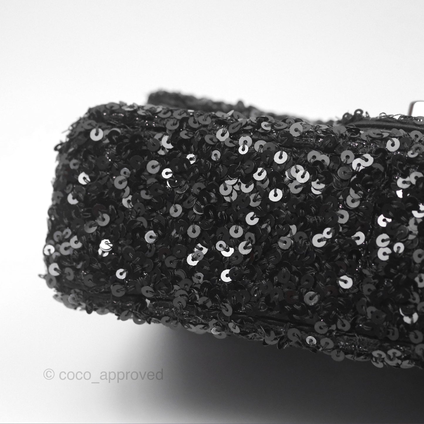 Chanel Flap Bag Sequin Black Silver Hardware 23S