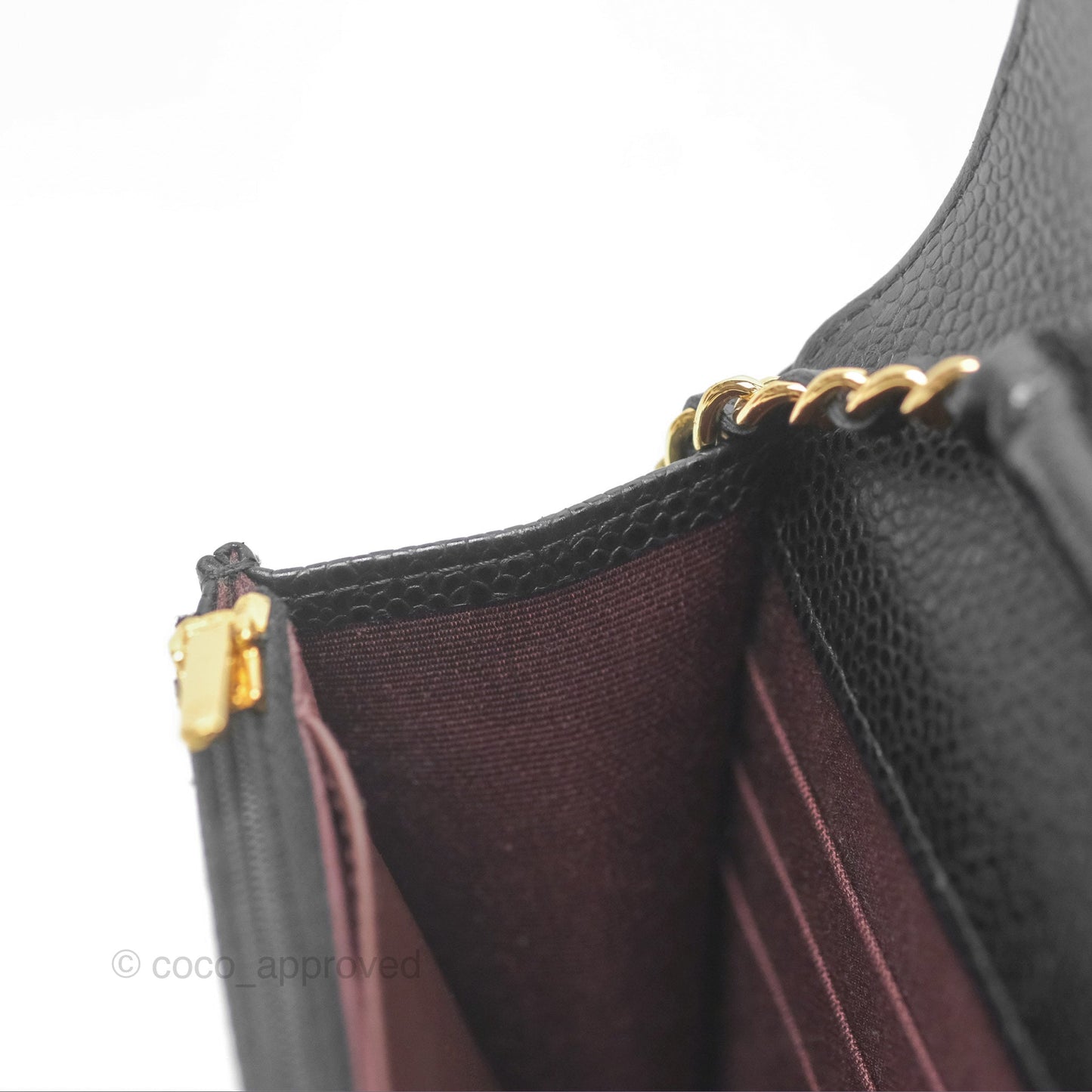 Chanel Classic Quilted Wallet On Chain WOC Black Caviar Gold Hardware