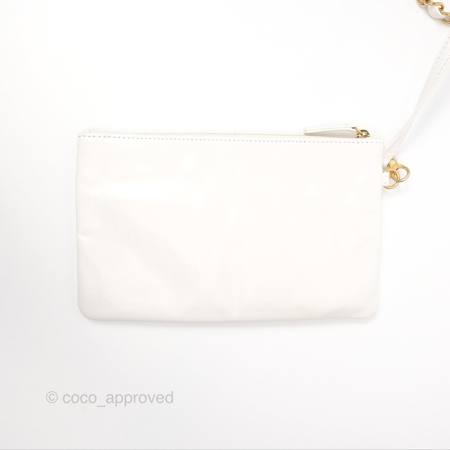 Chanel 22 Small White Shiny Calfskin Aged Gold Hardware