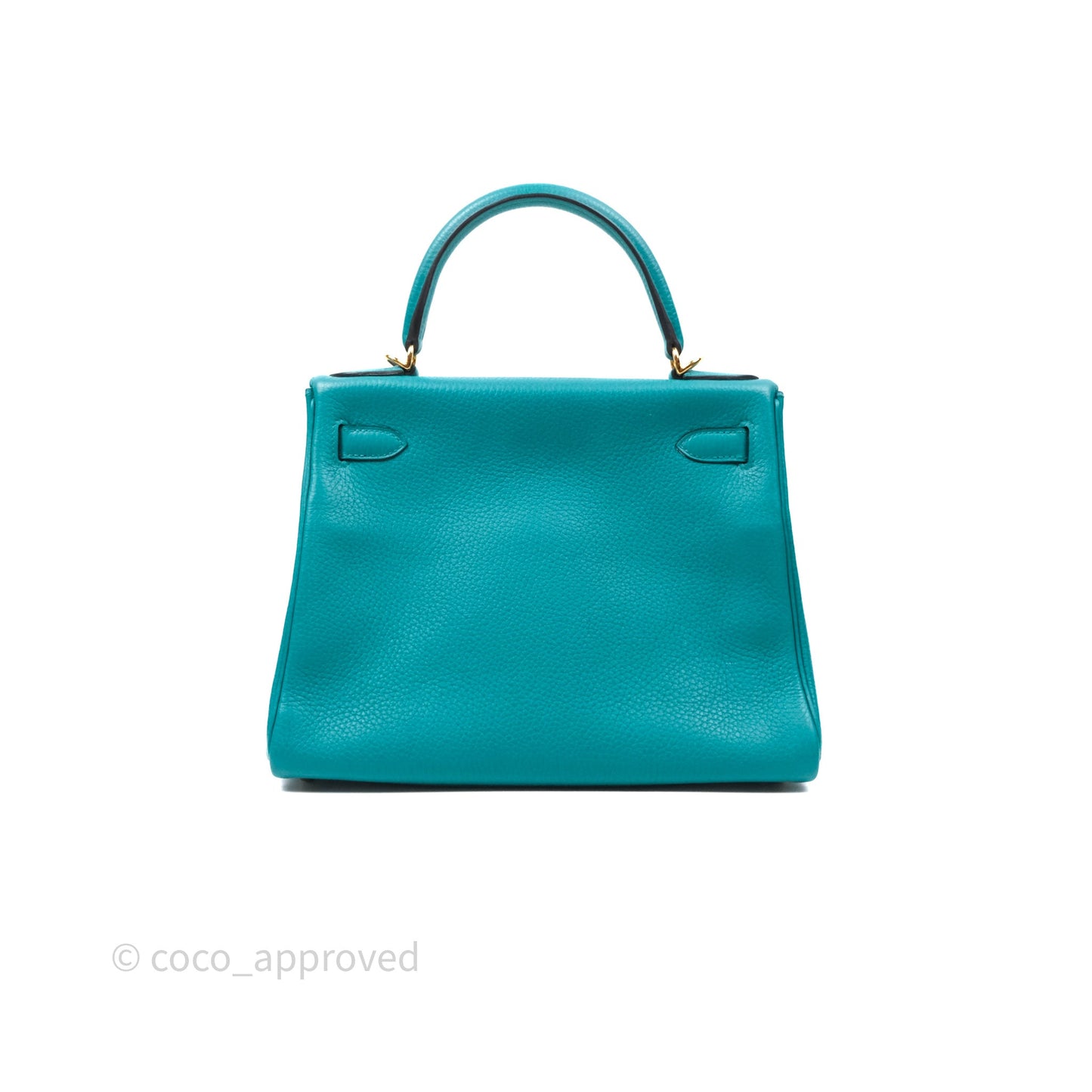 Hermès Kelly 28 Retourne Bleu Paon 7F Clemence Gold Hardware