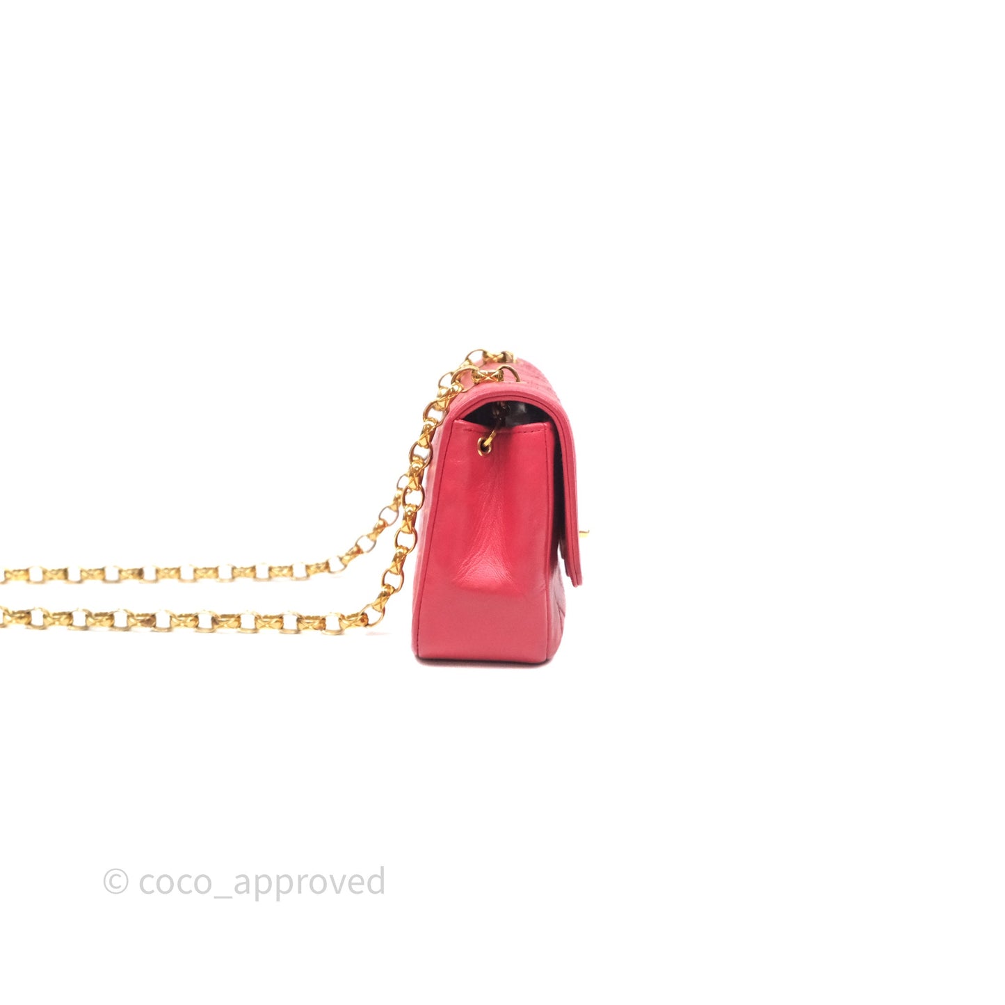 Chanel Vintage Mini Bijoux Chain Flap Bag Red Gold Hardware