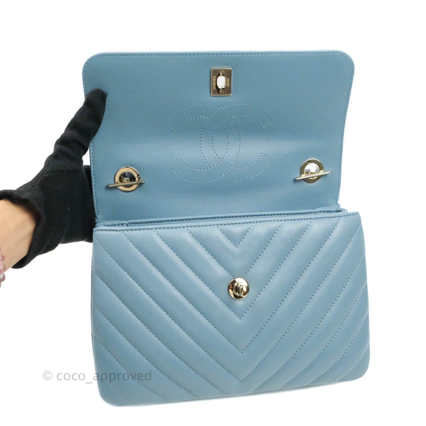 Chanel Trendy CC Chevron Small Blue Lambskin Gold Hardware