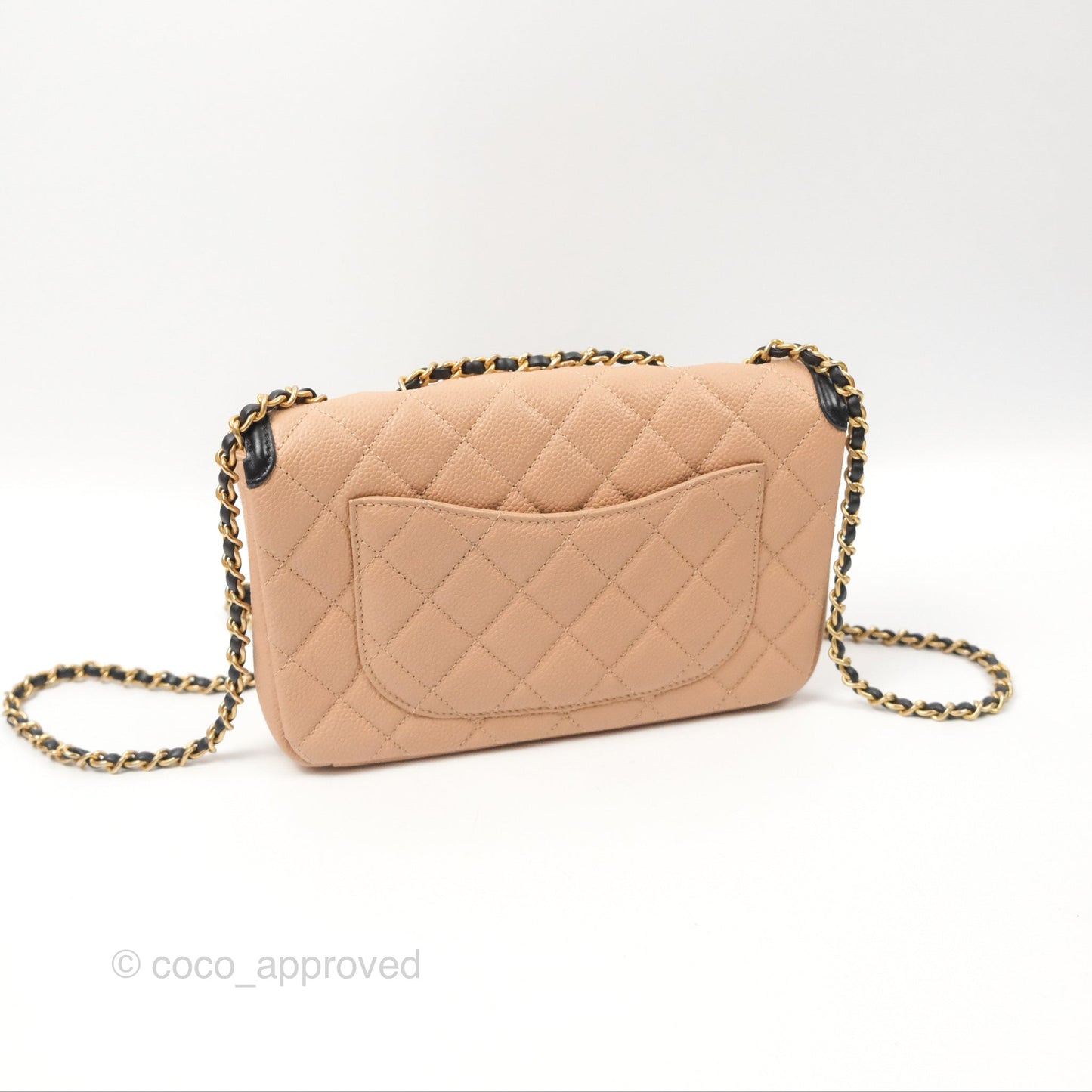 Chanel Quilted Small CC Filigree Flap Beige Black Caviar