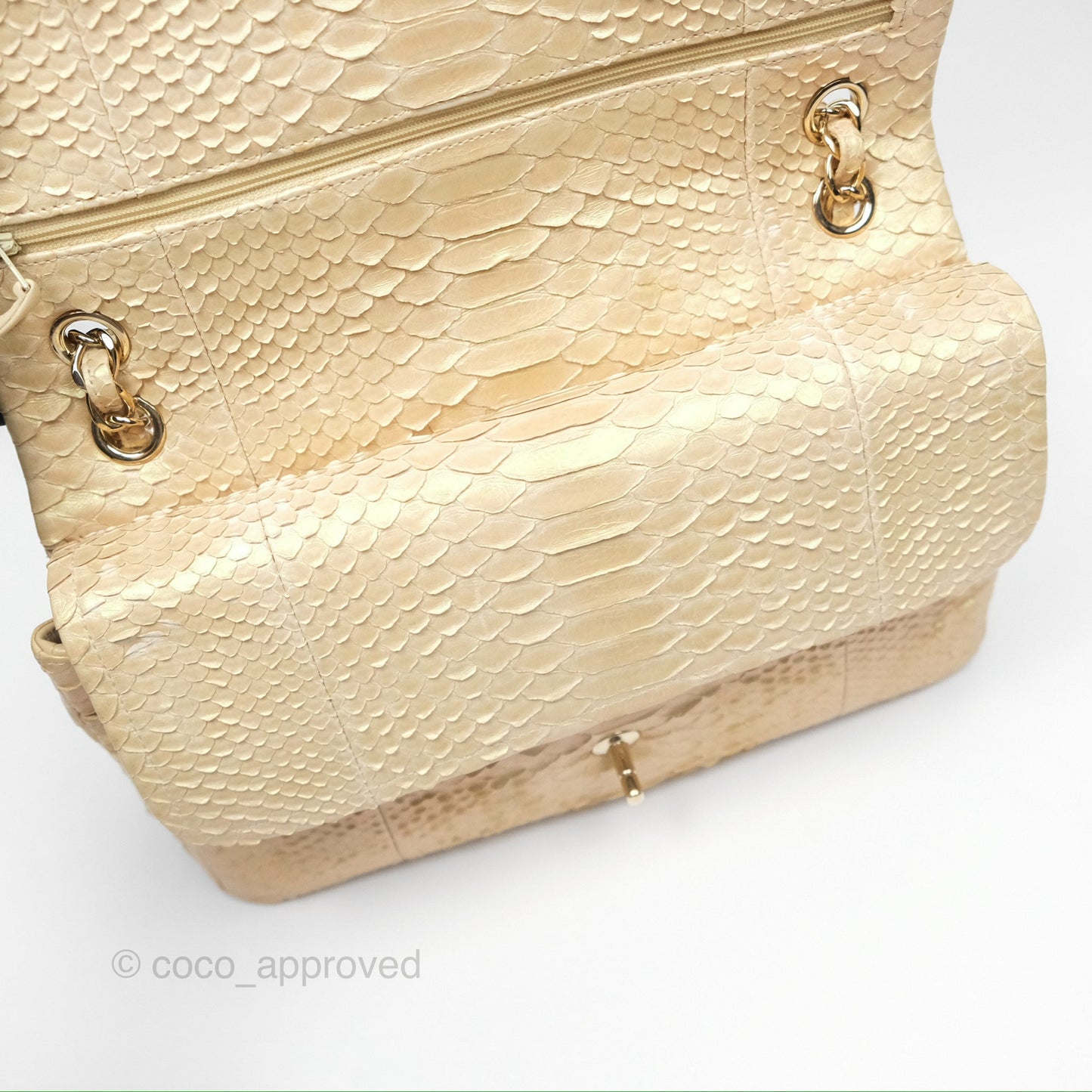 Chanel Jumbo Double Flap Iridescent Gold Python Gold Hardware⁣⁣