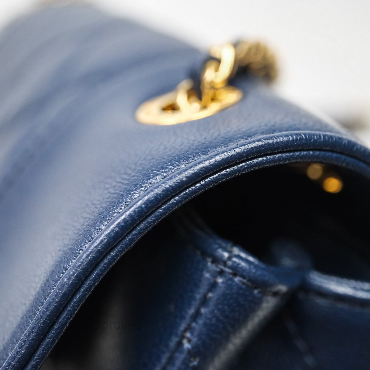 Chanel Mademoiselle Vintage Flap Bag Navy Sheepskin Gold Hardware
