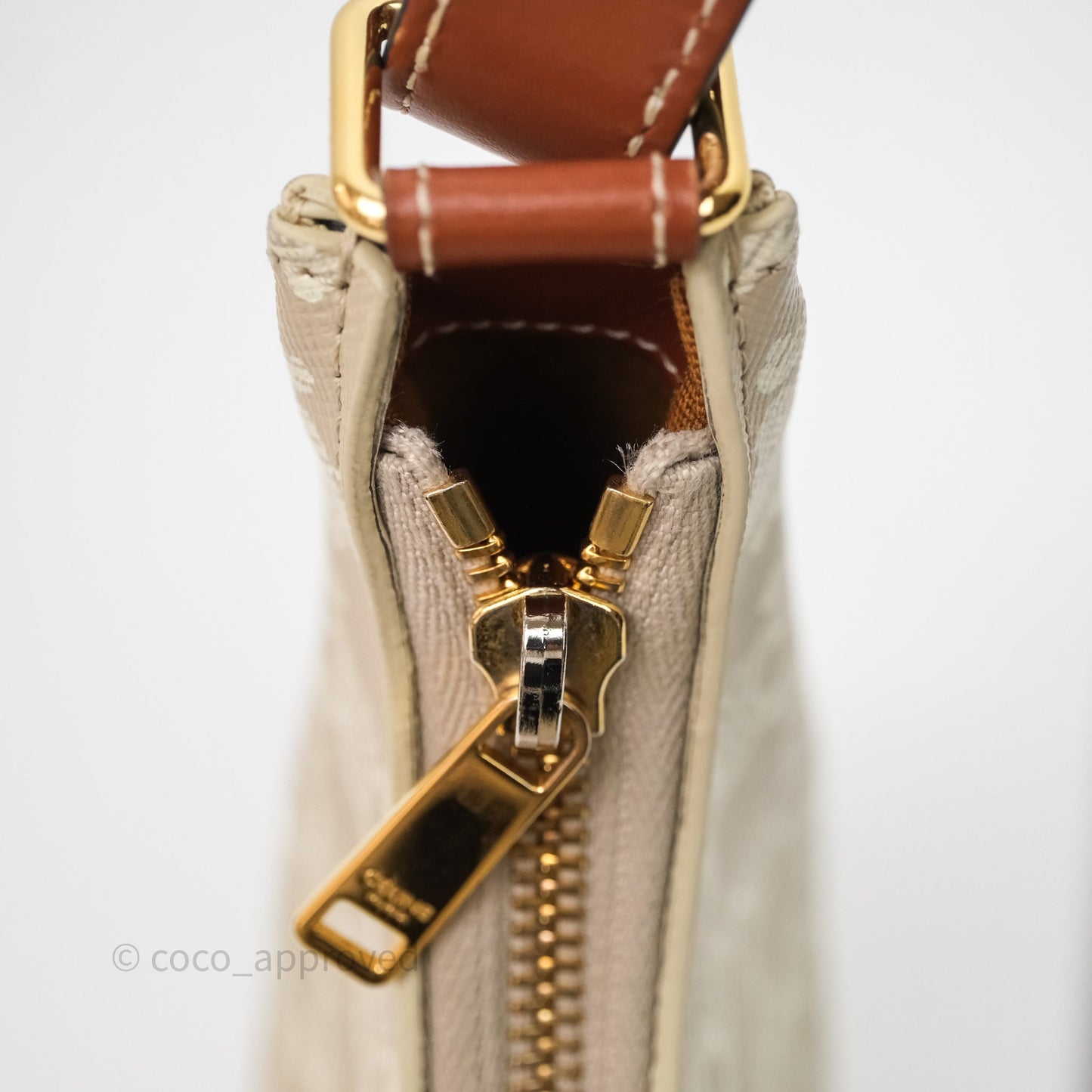 Celine Ava Bag In Triomphe Canvas Calfskin Grege