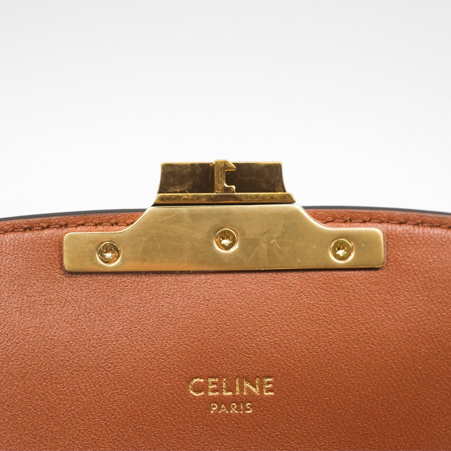 Celine Medium Triomphe Bag Triomphe Canvas Tan Calfskin