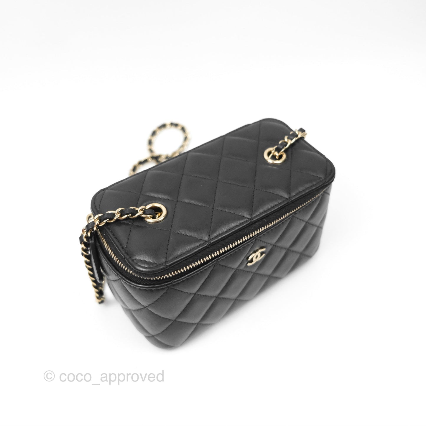 Chanel Vanity Rectangular Black Lambskin Gold Hardware