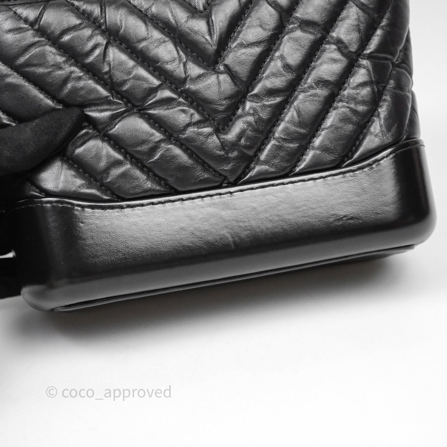 Chanel Small Gabrielle Hobo Chevron Black Aged Calfskin
