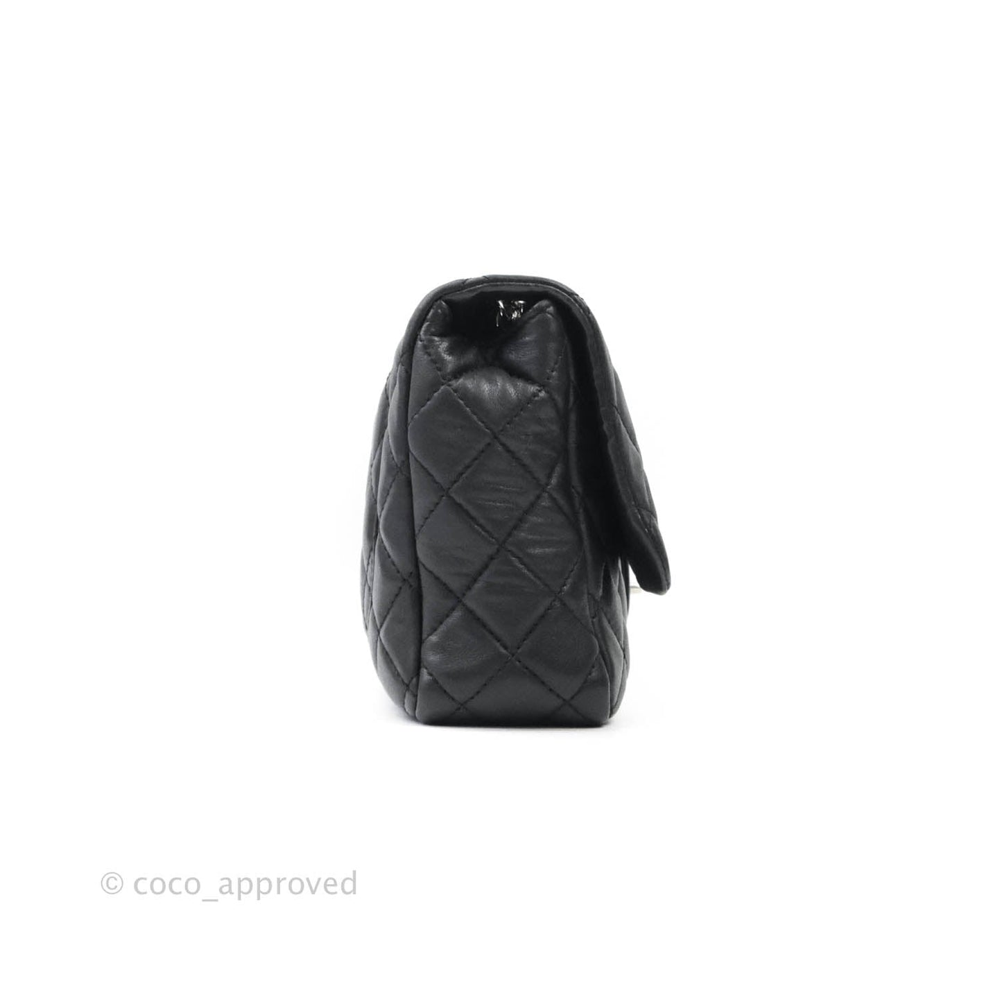 Chanel Quilted Calfskin Black Flap Bag Silver Hardware