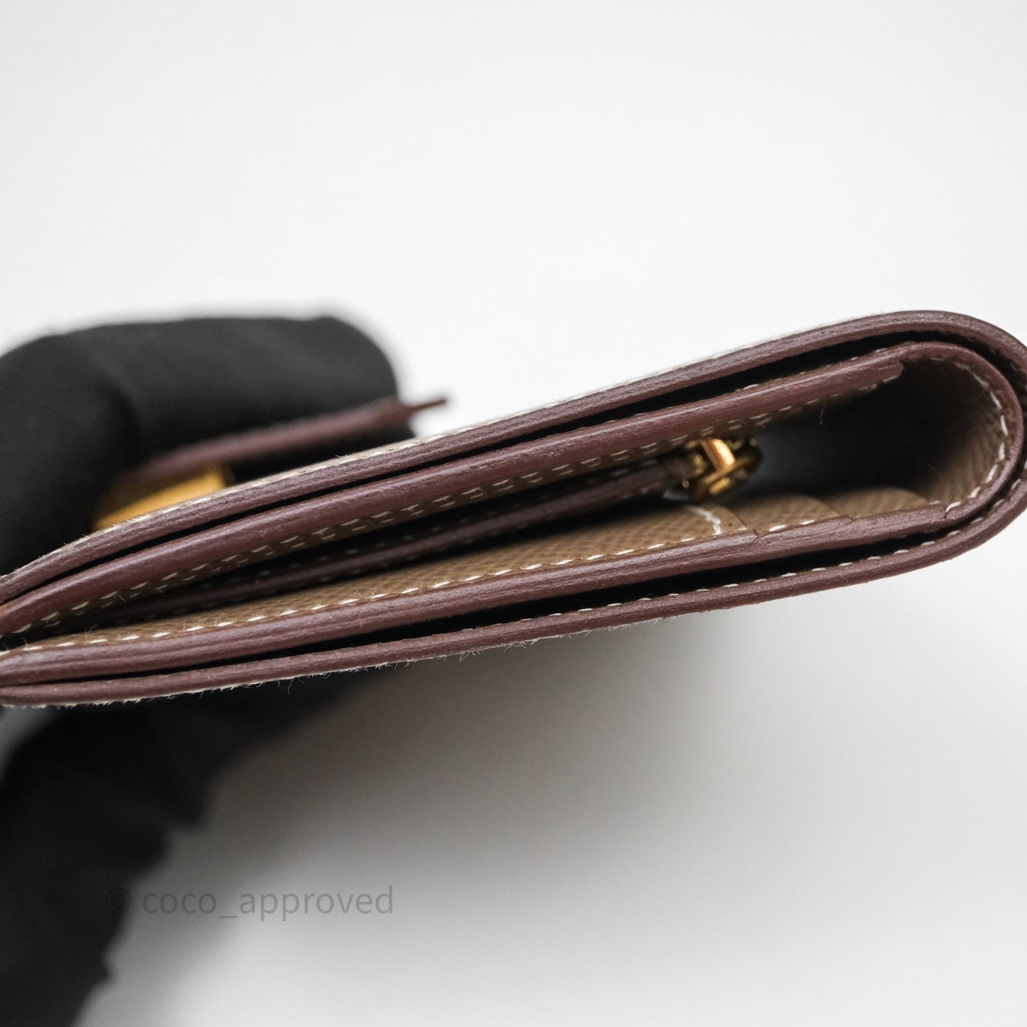 Hermès Bearn Compact Wallet Etoupe Epsom Gold Hardware