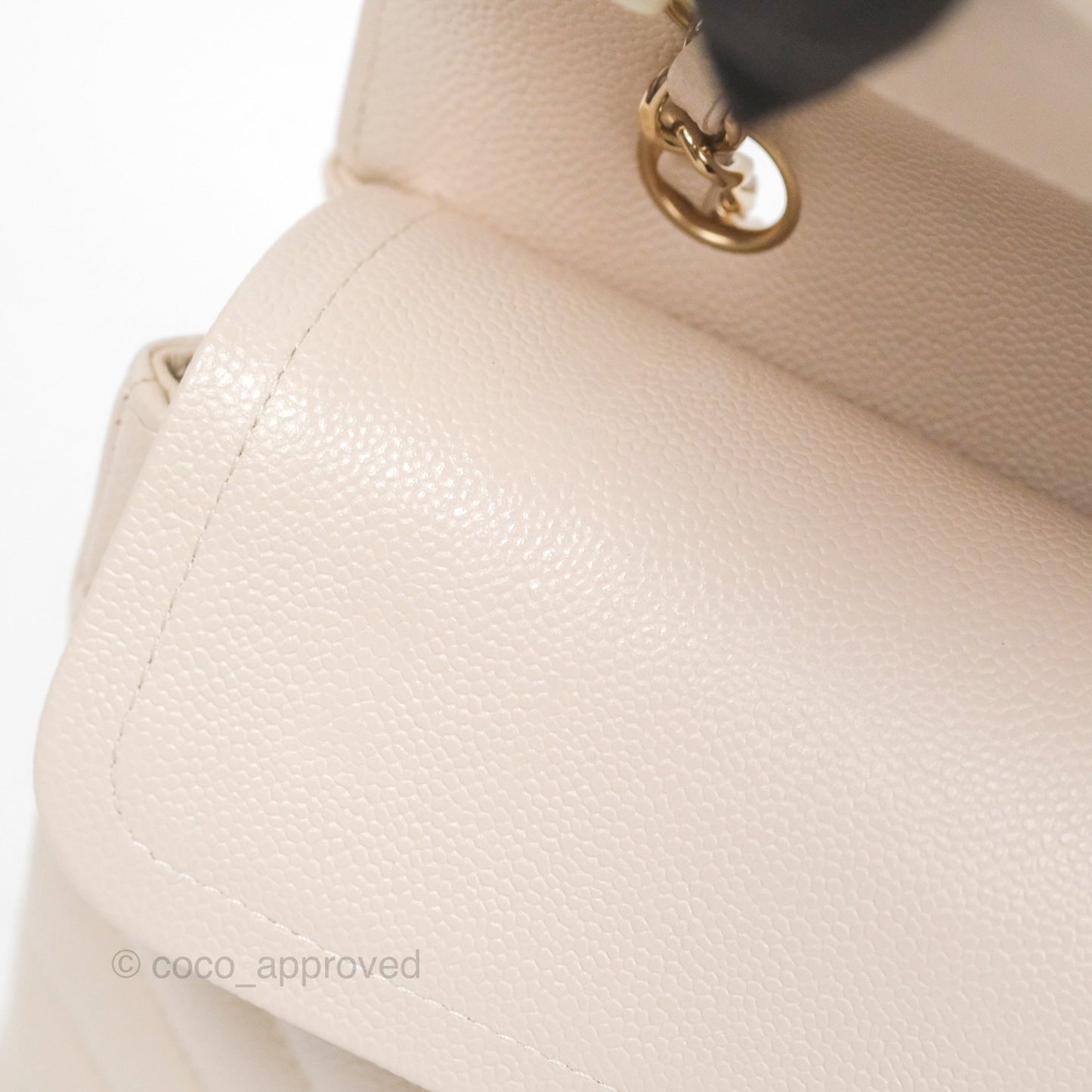 Chanel Classic M/L Medium Double Flap Chevron Light Beige Caviar Gold Hardware 20B