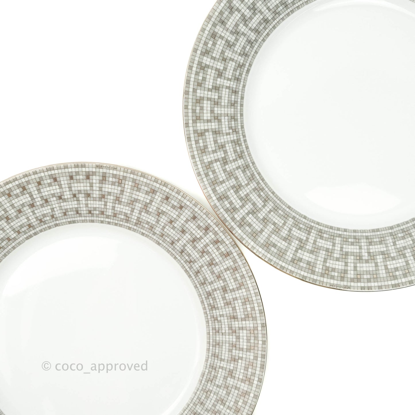 Hermès Mosaique au 24 Platinum Dinner Plates in Grey