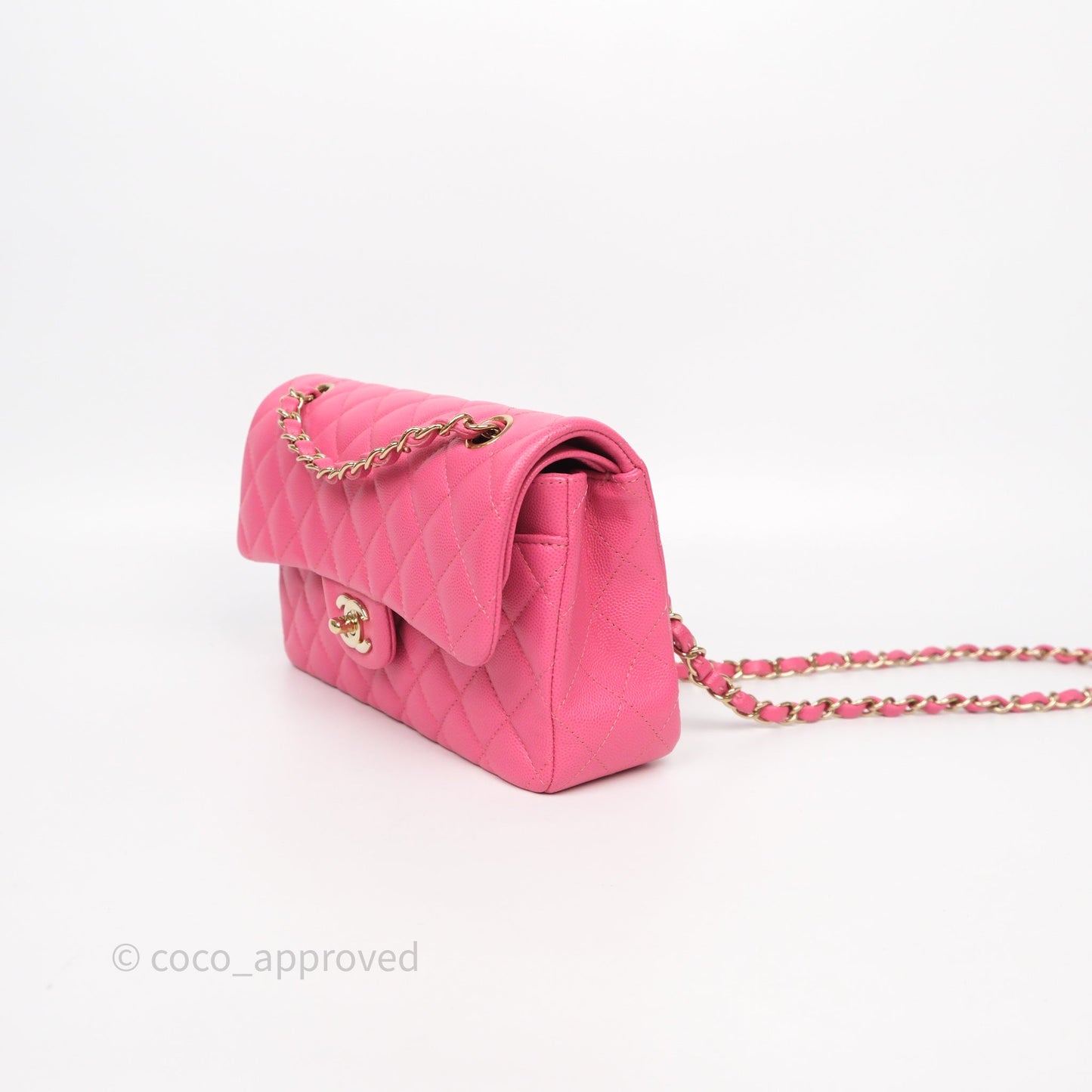 Chanel Small Classic Flap Quilted Hot Pink Caviar Gold Hardware