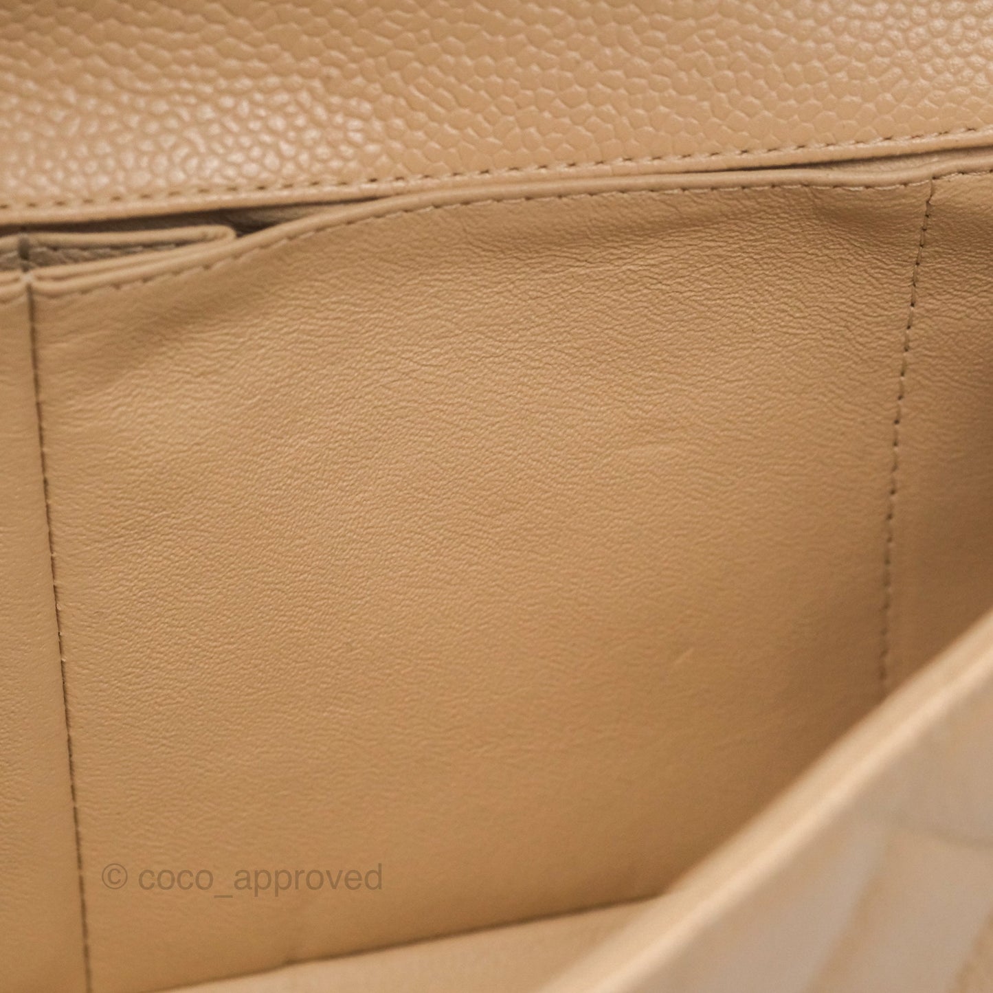 Chanel Quilted East West Flap Beige Caviar Silver Hardware