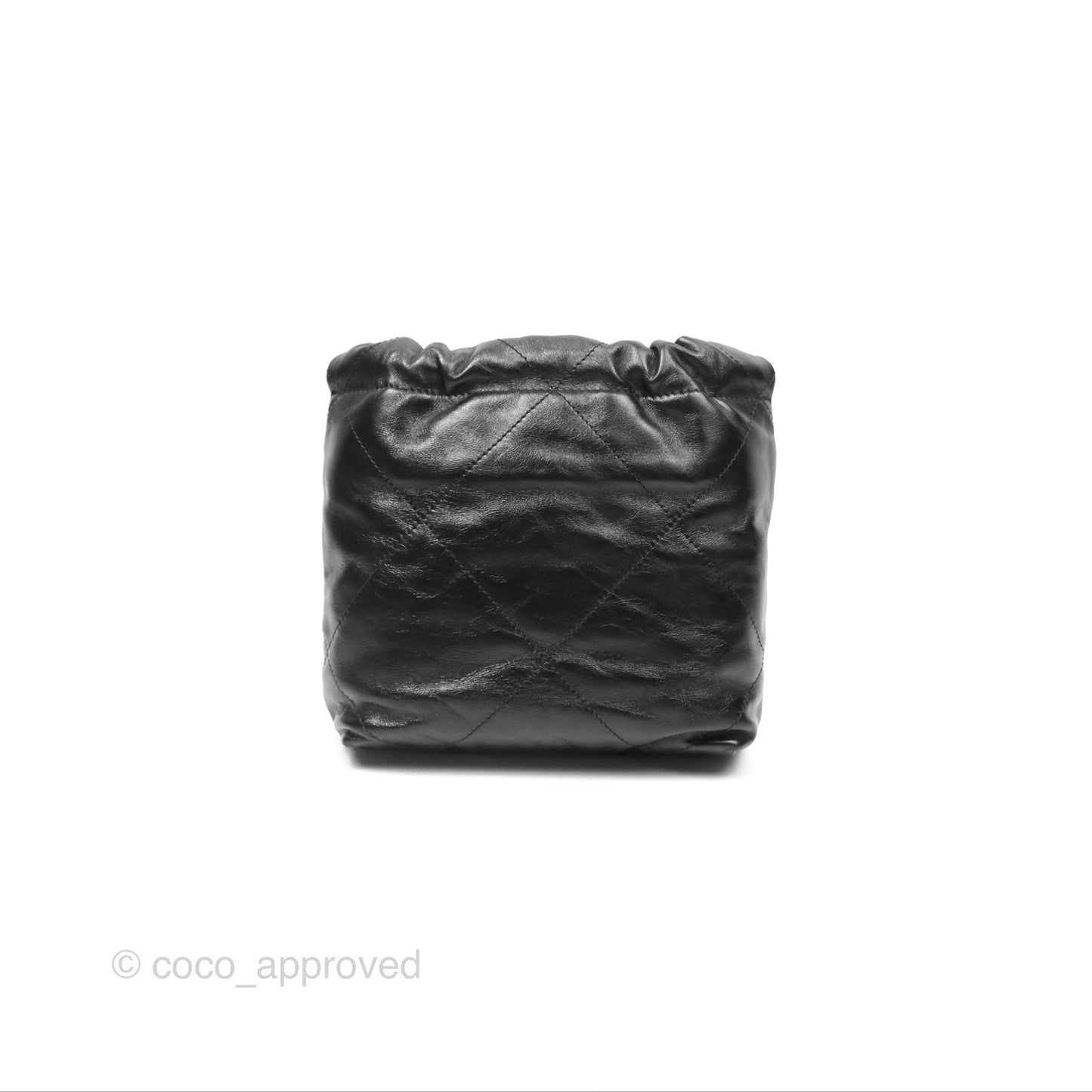 Chanel 22 Mini Bag with Pearl Chain Black Shiny Crumpled Calfskin