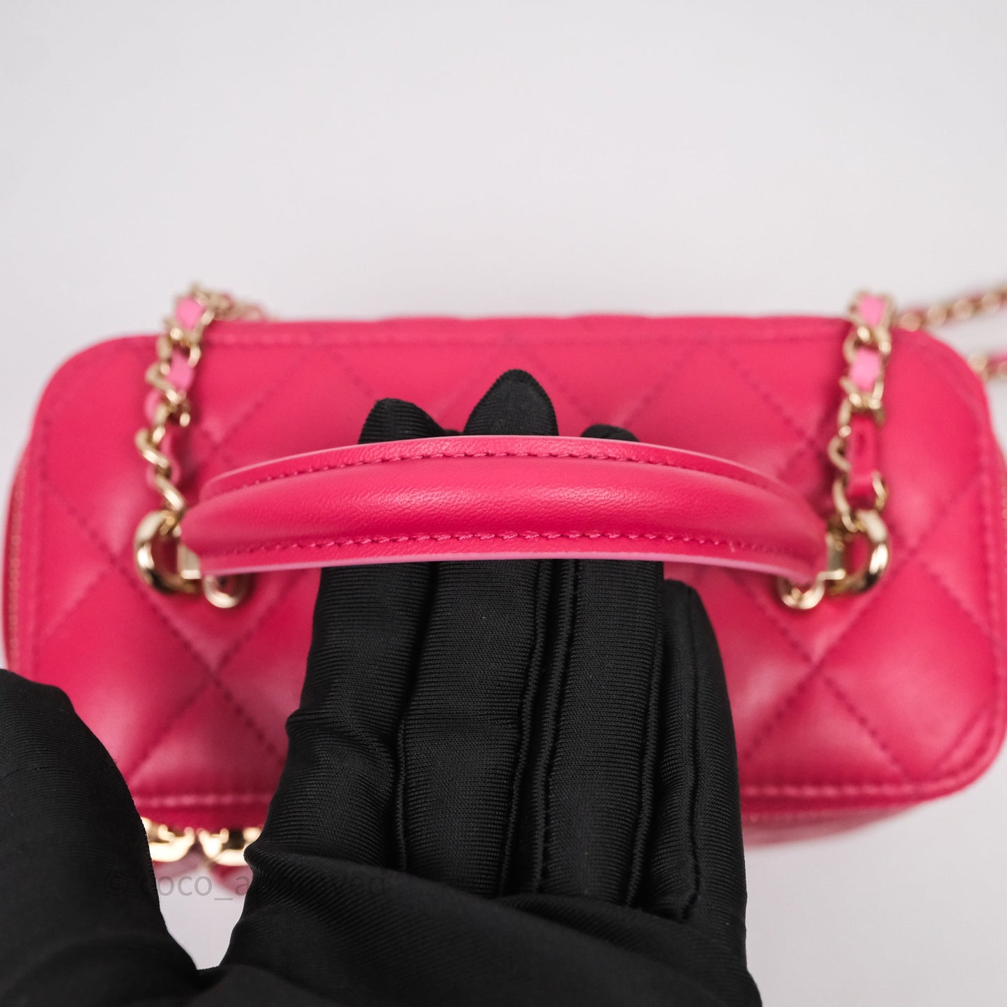 Chanel Vanity Rectangular Top Handle Pink Lambskin Gold Hardware