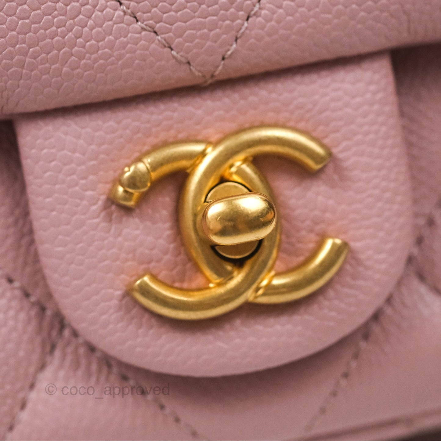 Chanel Mini Flap Bag Heart Adjustable Chain Dusty Pink Caviar Aged Gold Hardware