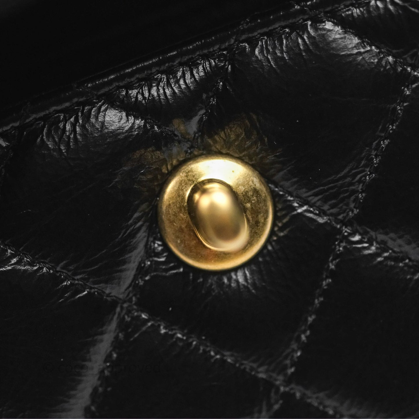 Chanel Mini Nano Kelly Bag Black Shiny Calfskin Aged Gold Hardware