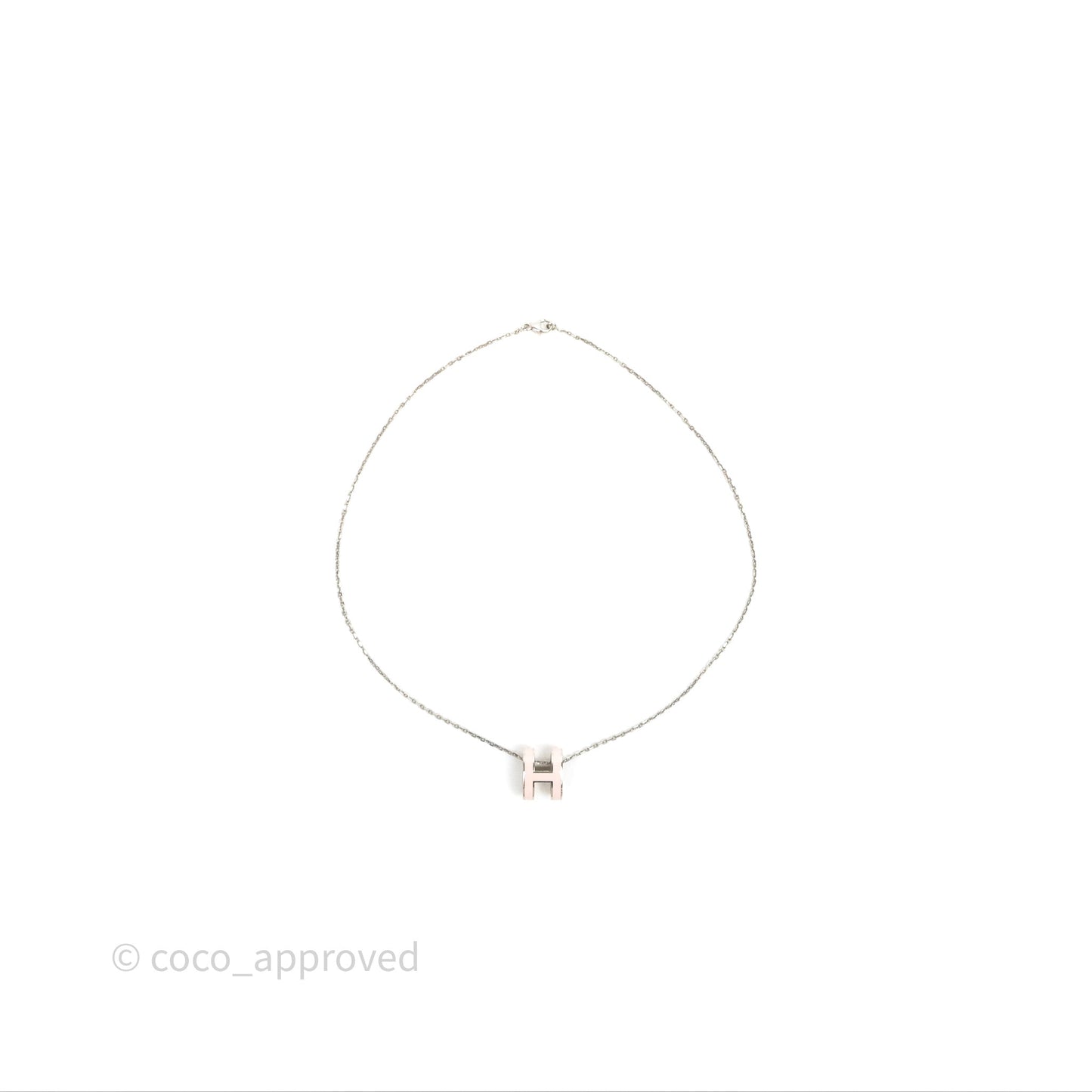 Hermès Pop H Light Pink Pendant Necklace Silver Hardware
