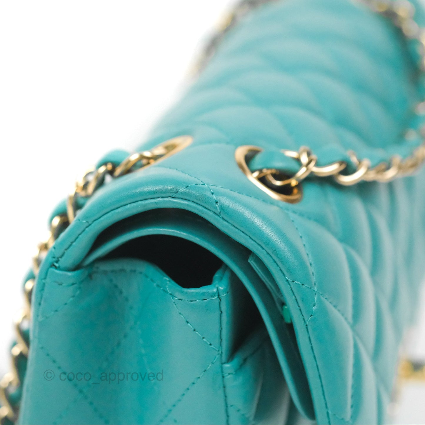Chanel Small Classic Quilted Flap Turquoise Lambskin Gold Hardware