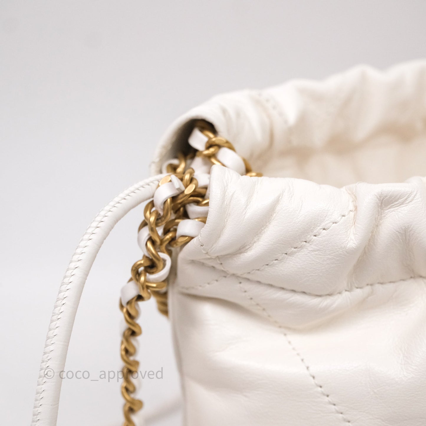 Chanel 22 Mini Bag White Calfskin Aged Gold Hardware
