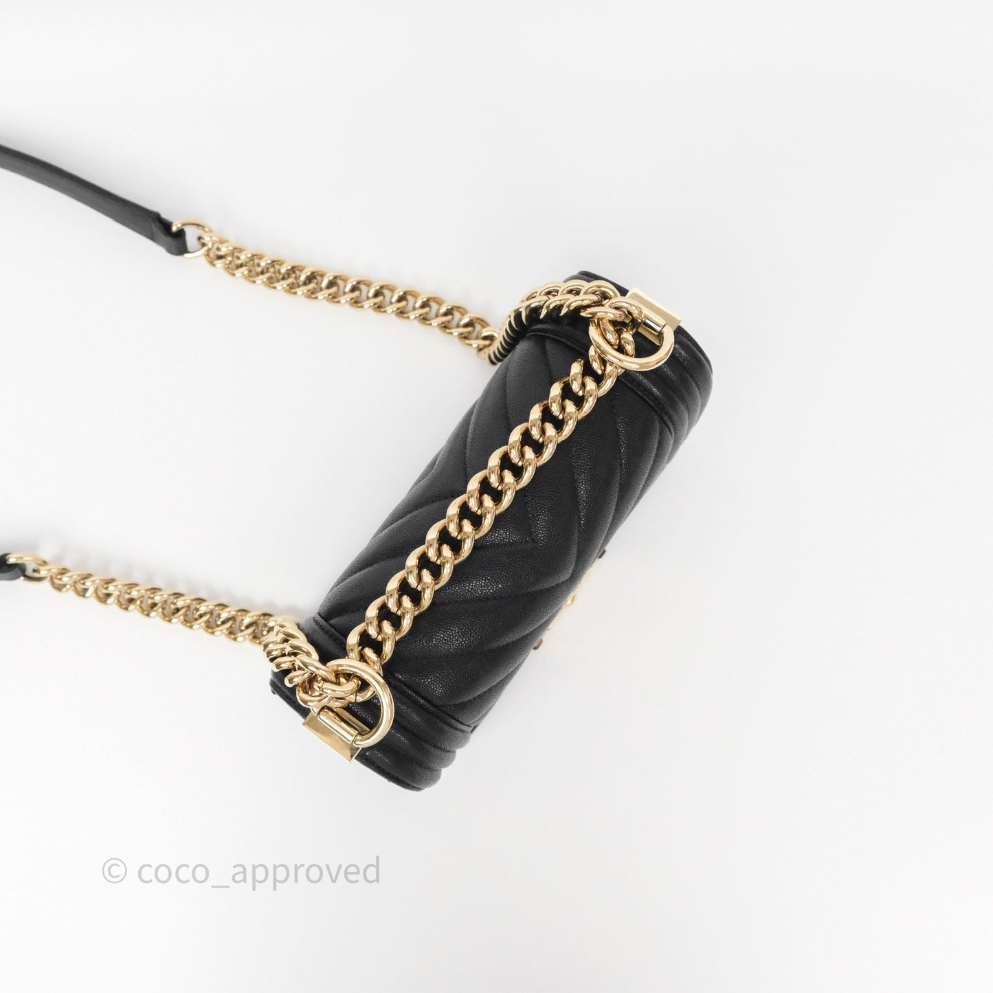 Chanel Small Boy Chevron Black Caviar Gold Hardware