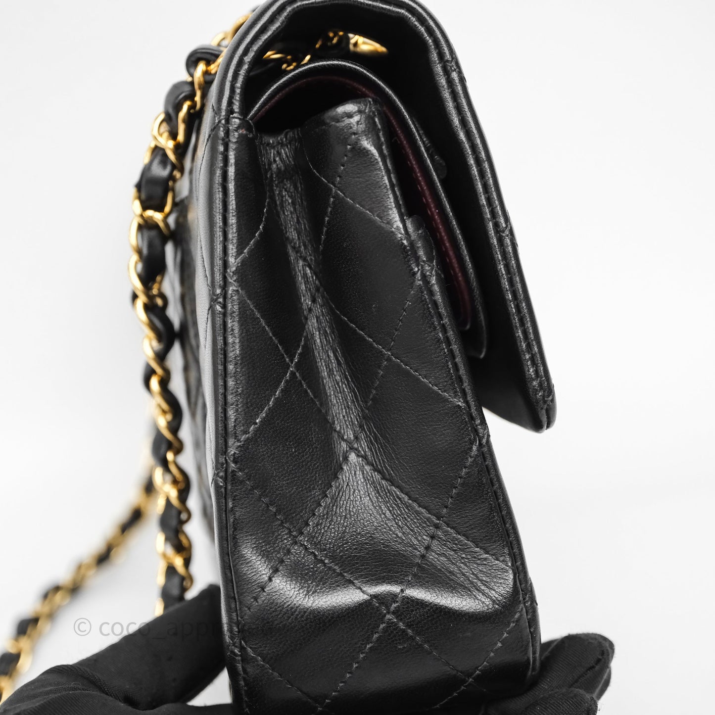 Chanel Quilted Classic M/L Medium Flap  Black Lambskin Gold Hardware