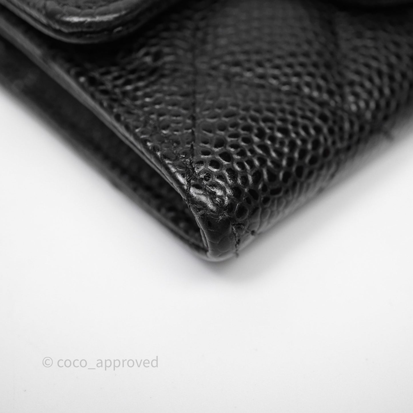 Chanel Classic Flap Black Caviar Card Holder Silver Hardware