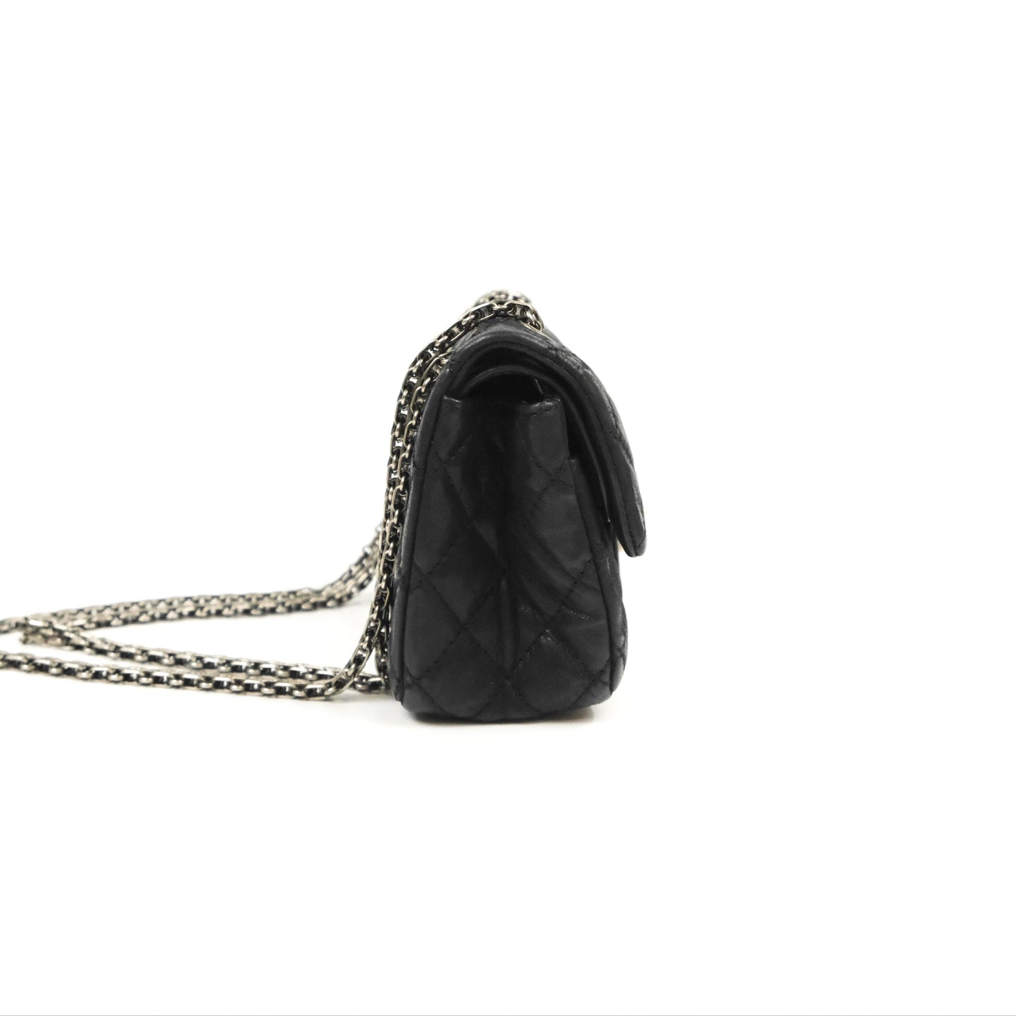 Chanel Mini Reissue 224 Double Flap Black Iridescent Calfskin Ruthenium Hardware