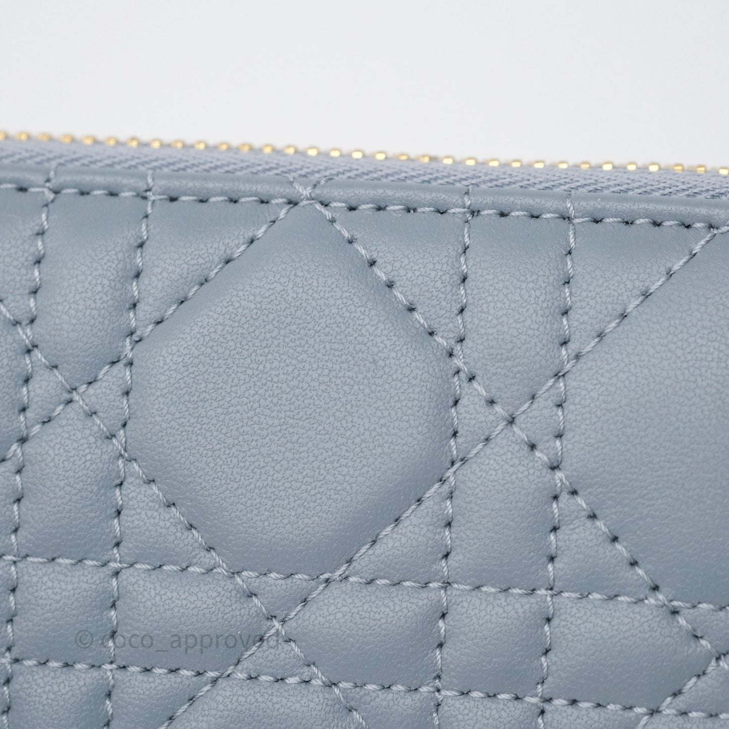 Dior Small Lady Dior Voyageur Coin Purse Cloud Blue Lambskin Cannage