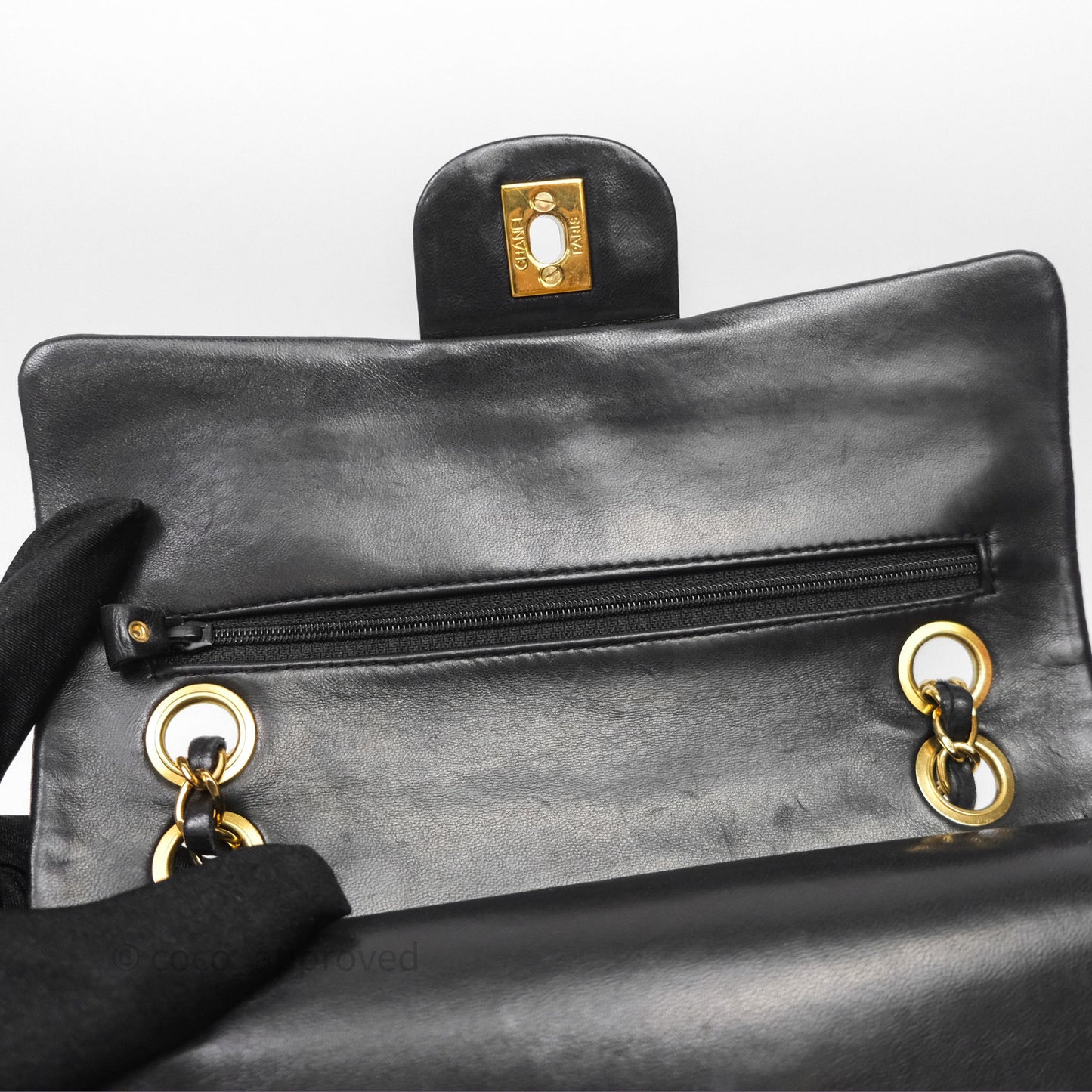 Chanel Vintage Lambskin Small Double Flap Bag Black Gold Hardware