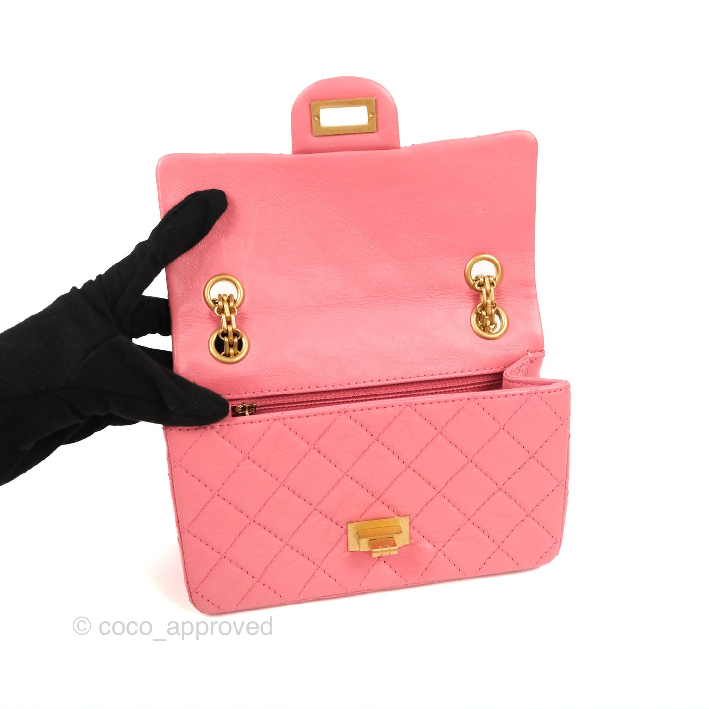 Chanel Mini Reissue 224 Pink Aged Calfskin Aged Gold Hardware