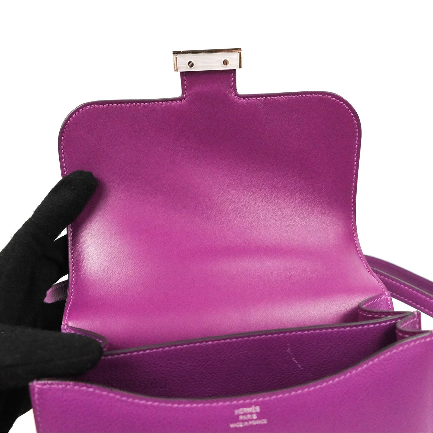 Hermès Constance Mini 18cm Anemone Evercolor Palladium Hardware