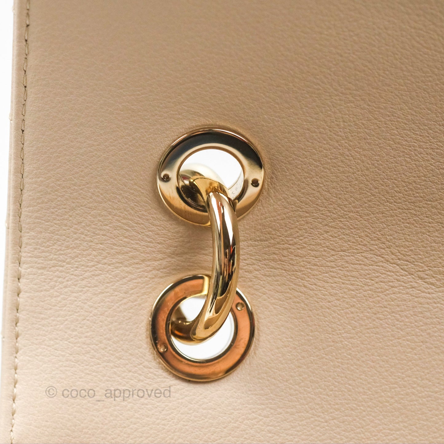 Chanel Large Chevron Chic Top Handle Bag Light Beige Grained Calfskin Gold Hardware