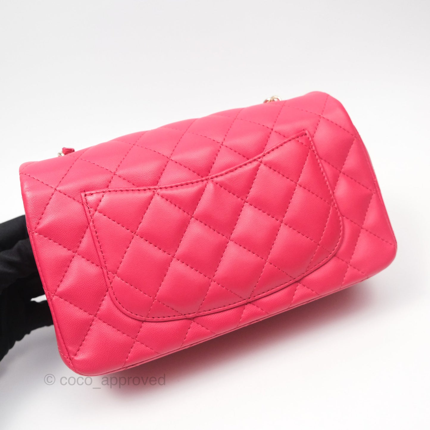 Chanel Quilted Mini Rectangular Flap Berry Red Lambskin Gold Hardware