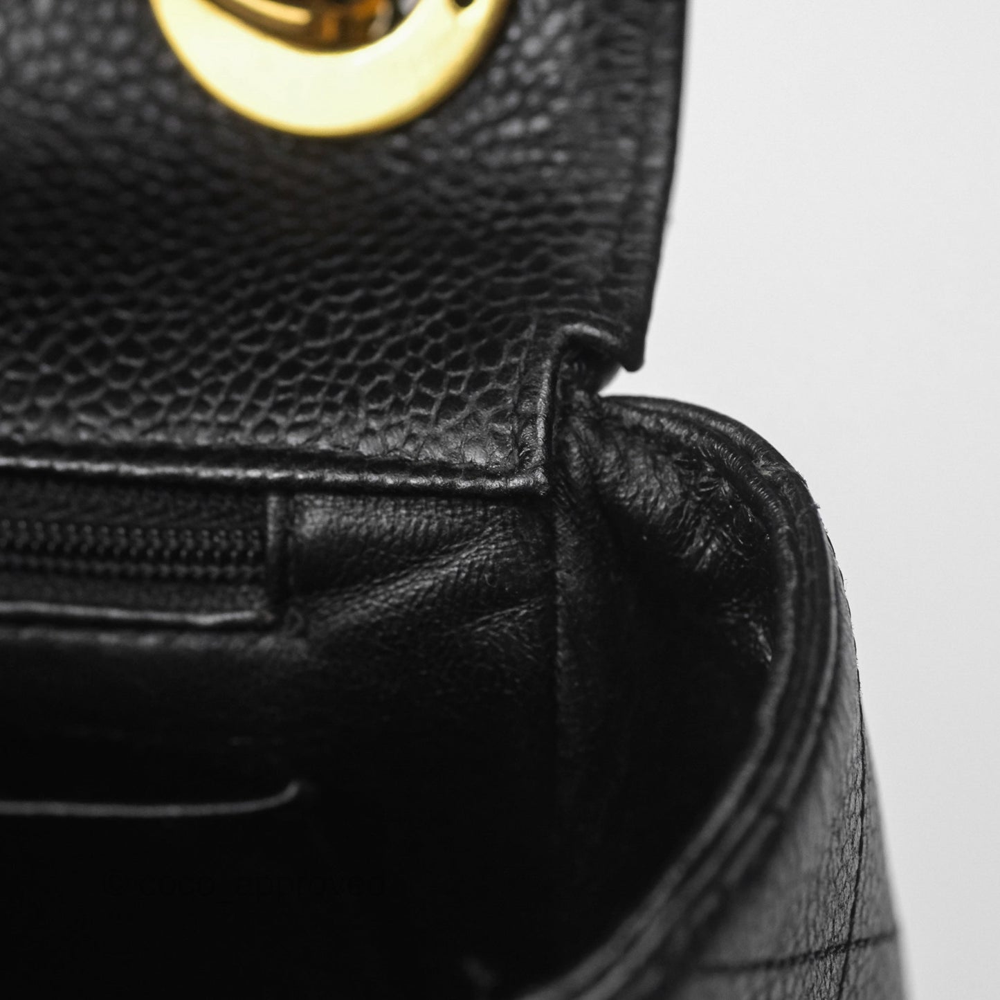 Chanel Vintage Jumbo Single Flap Black Caviar 24K Gold Hardware
