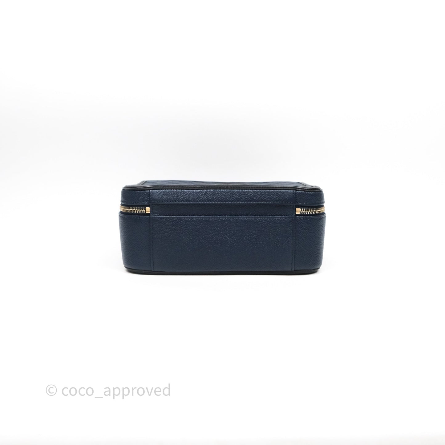 Chanel Quilted Large CC Filigree Vanity Case Navy Black Caviar