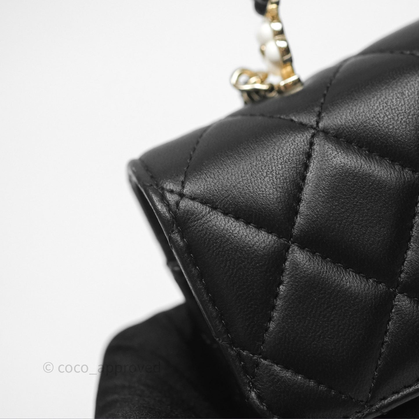 Chanel Camellia Handle Mini WOC Phone Holder with Chain Black Lambskin 23K