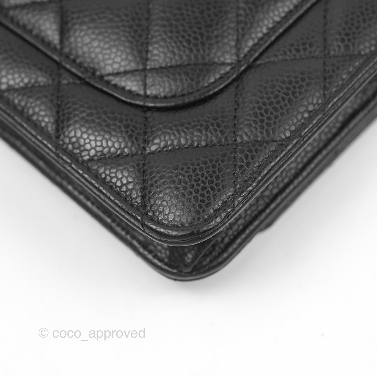 Chanel Quilted Classic Wallet On Chain WOC Black Caviar Silver Hardware