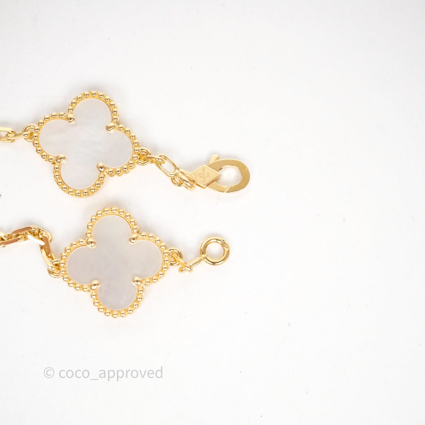 Van Cleef & Arpels Vintage Alhambra 5 Motifs White Yellow Gold Bracelet