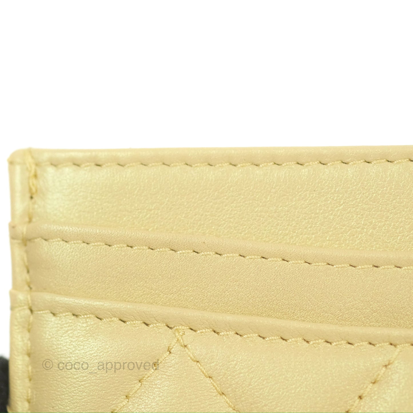 Chanel Classic Flat Card Holder Iridescent Yellow Lambskin Gold Hardware