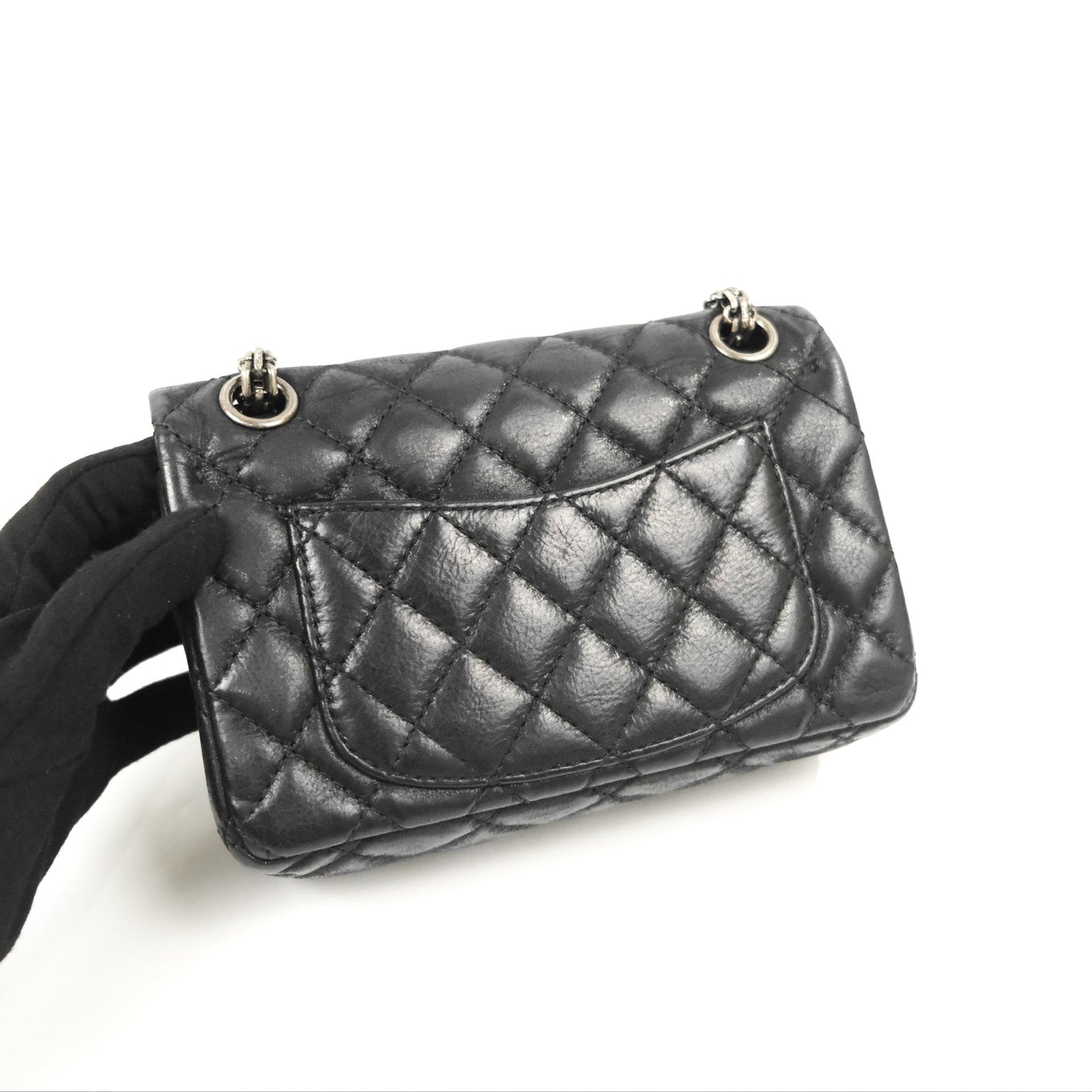 Chanel Mini Reissue 224 Double Flap Black Iridescent Calfskin Ruthenium Hardware