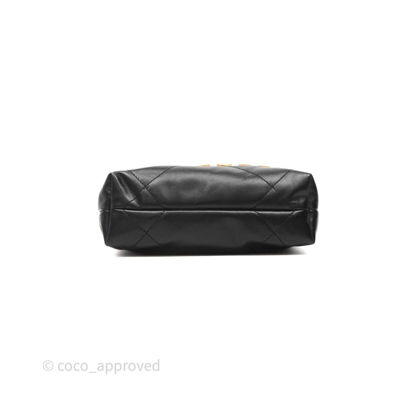 Chanel 22 Mini Bag Black Shiny Crumpled Calfskin Aged Gold Hardware