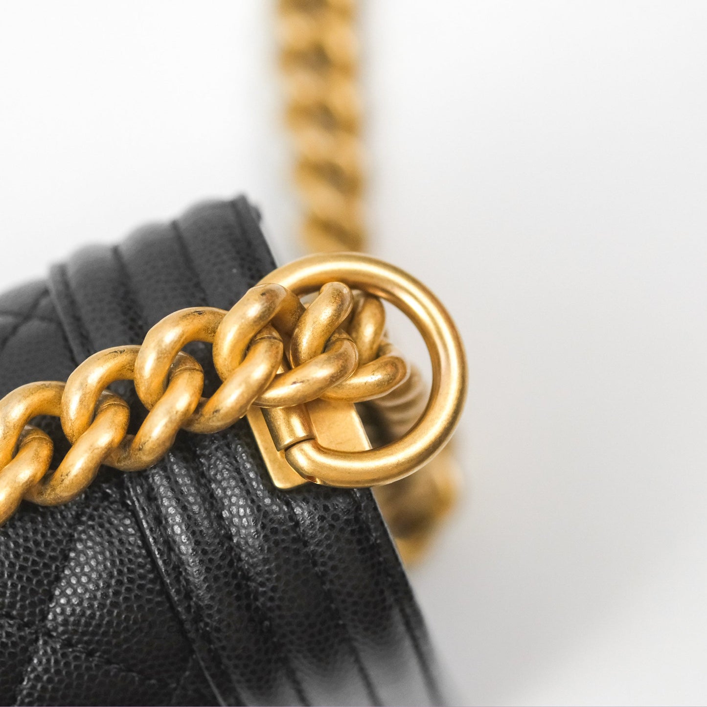 Chanel Small Quilted Boy Black Caviar Gold Hardware