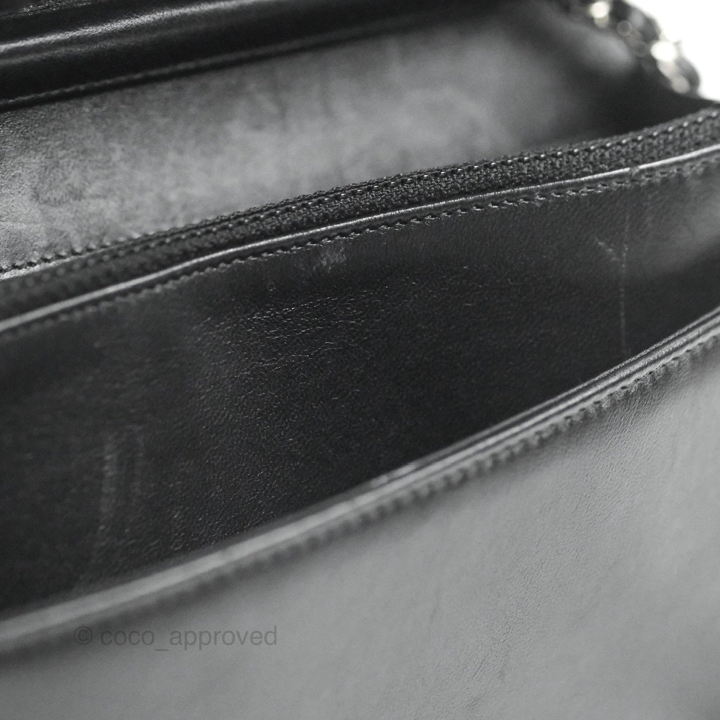 Chanel Quilted Boy Wallet on Chain WOC Black Lambskin Silver Hardware