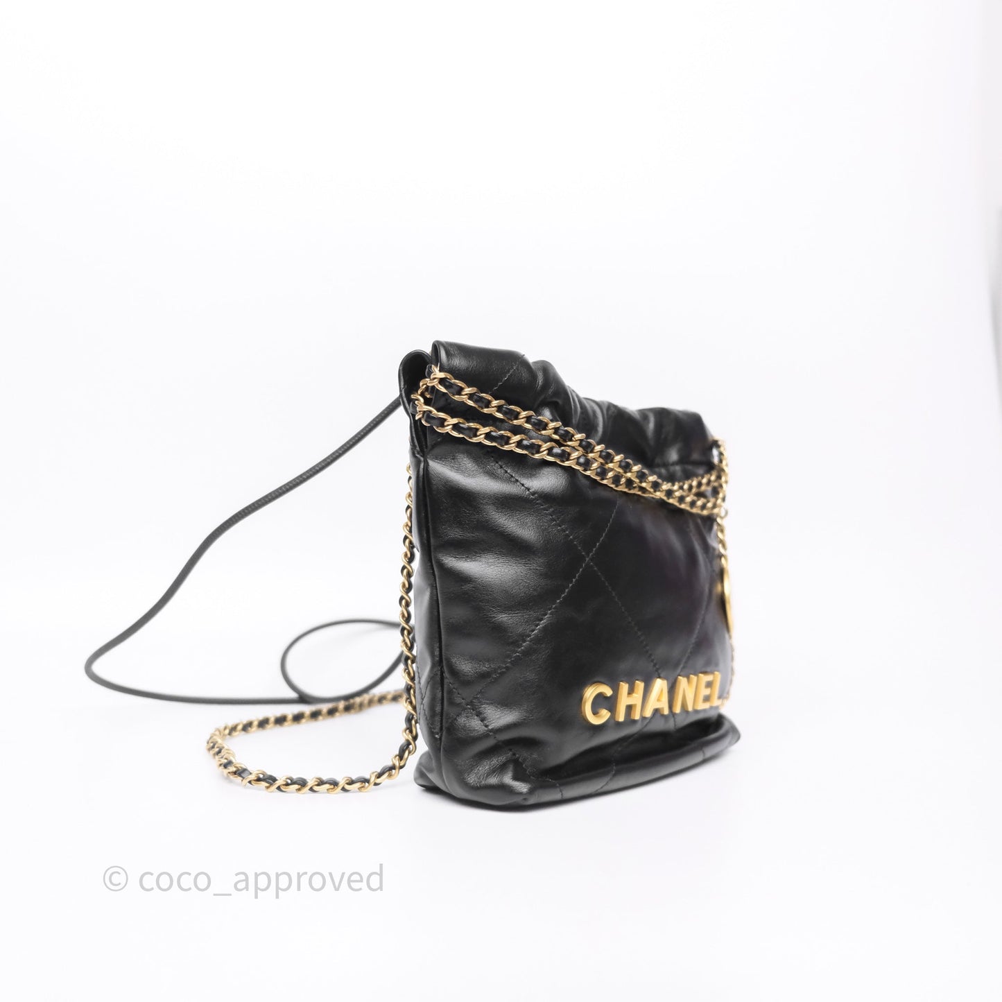 Chanel 22 Mini Bag Black Crumpled Calfskin