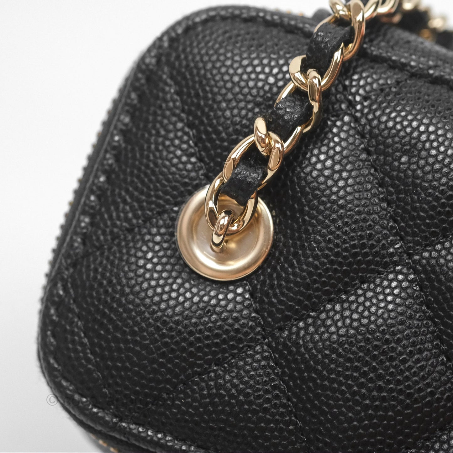 Chanel Mini Vanity With Chain Black Caviar Gold Hardware
